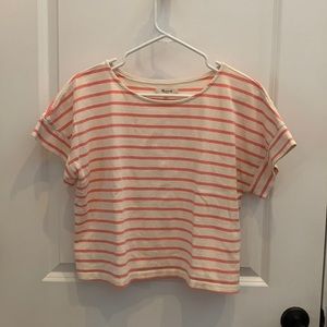Madewell pink and white stripe tee